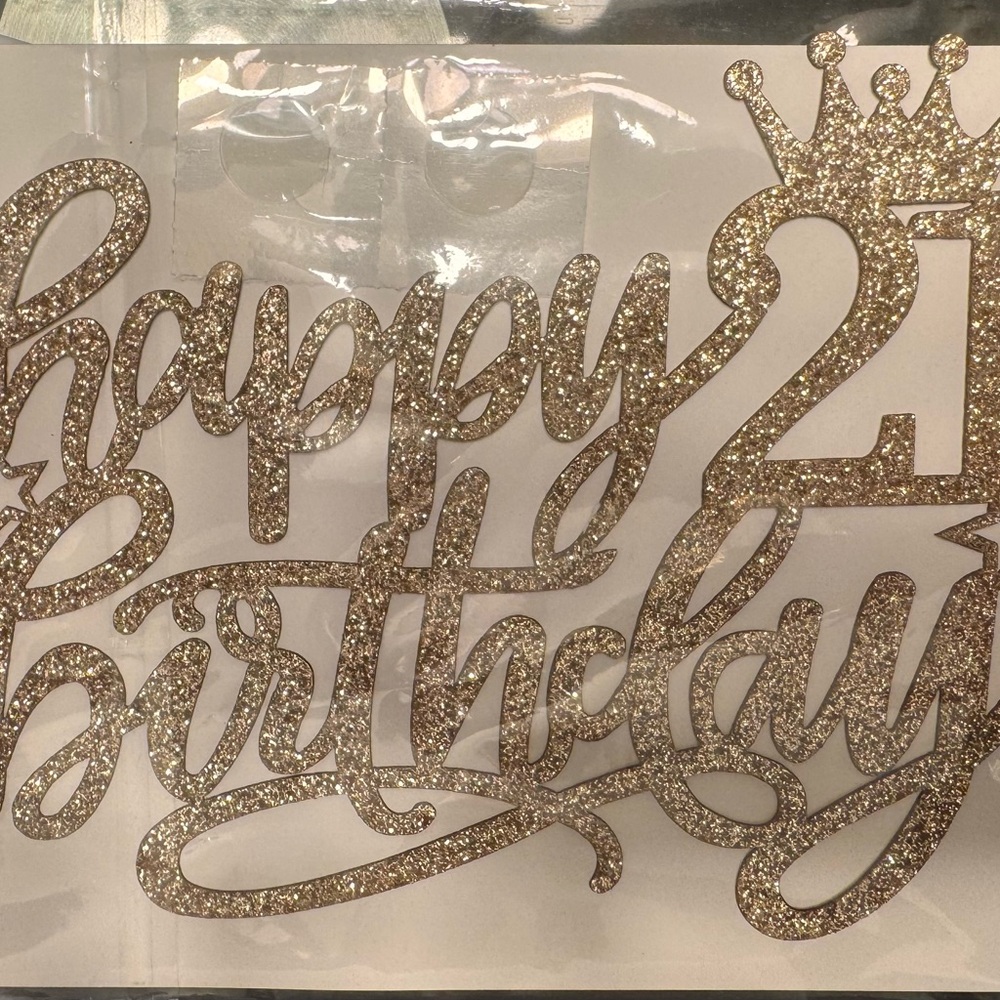 Rose Gold Glitter Happy 21st Birthday Cake Topper and 21 candle